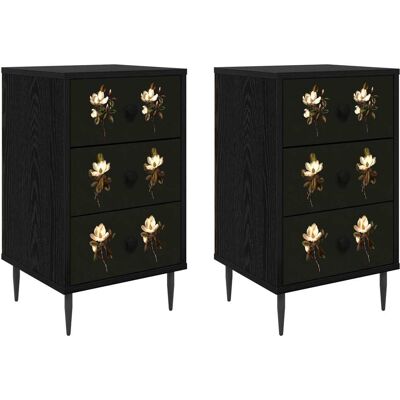 Mesa De Noche Bremen 2 Uds. Roble Negro 36 X 33 X 61 Cm Vidaxl Mesa De Noche Bremen 2 Uds. Roble Negro 36 X 33 X 61 Cm Vidaxl