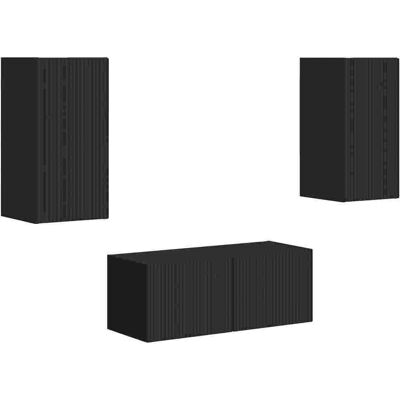 Conjunto De Mueble De Tv 2 Uds. Negro Madera De Ingeniería Vidaxl Conjunto De Mueble De Tv 2 Uds. Negro Madera De Ingeniería Vidaxl