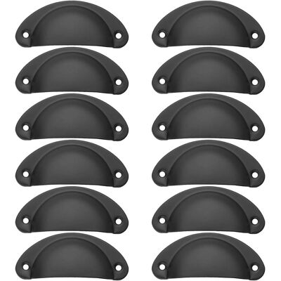 Dpzo - 12 Tiradores Vintage De Concha Para Cajones, Armarios Y Muebles De Cocina. Tirador De Hierro Curvo De 8,2 X 3,5 Cm. Tirador Vintage Con Tornillos, Color Negro Dpzo - 12 Tiradores Vintage De Concha Para Cajones, Armarios Y Muebles De Cocina. Tirador De Hierro Curvo De 8,2 X 3,5 Cm. Tirador Vintage Con Tornillos, Color Negro
