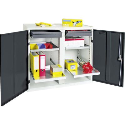 Stumpf Gabinete De Herramientas Y Materiales Serie 3000 Gris Claro / Gris Antracita + 2 Cajones 100 Mm + 4 Estantes Extraíbles - 3002271 Stumpf Gabinete De Herramientas Y Materiales Serie 3000 Gris Claro / Gris Antracita + 2 Cajones 100 Mm + 4 Estantes Extraíbles - 3002271