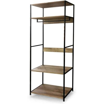 IPERBRIKO Armario Abierto Industrial 59 X 39 X 174 Cm Con Estantes De Madera Y Estructura Metálica Negra IPERBRIKO Armario Abierto Industrial 59 X 39 X 174 Cm Con Estantes De Madera Y Estructura Metálica Negra