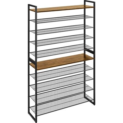 YAHEETECH Homevive Zapatero Modular De 10 Niveles Organizador De Zapatos De Metal Capacidad De 40 Pares Para Entrada Salón Cocina Trastero, Marrón Rústico YAHEETECH Homevive Zapatero Modular De 10 Niveles Organizador De Zapatos De Metal Capacidad De 40 Pares Para Entrada Salón Cocina Trastero, Marrón Rústico