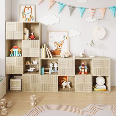 OEM Biblioteca, Estantería De 4 Niveles, Mueble De Almacenamiento, Con 4 Armarios En La Parte Inferior, 60x30x125 Cm, Para Sala De Estar, Comedor, Madera OEM Biblioteca, Estantería De 4 Niveles, Mueble De Almacenamiento, Con 4 Armarios En La Parte Inferior, 60x30x125 Cm, Para Sala De Estar, Comedor, Madera