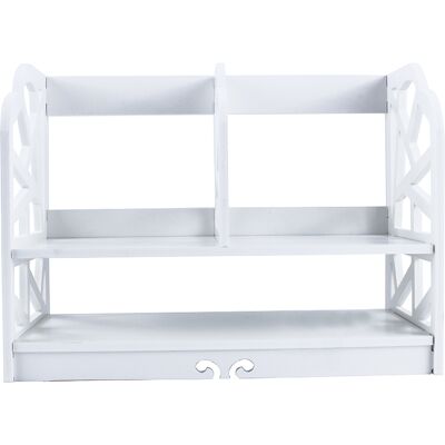 ORTVIAI Organizador De Escritorio Estante 2 Niveles Blanco, Diseño Baroque Esculpido Impermeable Con Cajón, 30x21x41cm – Ideal Para Oficina Y Hogar ORTVIAI Organizador De Escritorio Estante 2 Niveles Blanco, Diseño Baroque Esculpido Impermeable Con Cajón, 30x21x41cm – Ideal Para Oficina Y Hogar