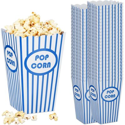 Relaxdays - Cajas Palomitas, Set 144, Rayas, Diseño Retro, Accesorios Noche Cine, Cartón, Recipiente Popcorn, Azul/blanco Relaxdays - Cajas Palomitas, Set 144, Rayas, Diseño Retro, Accesorios Noche Cine, Cartón, Recipiente Popcorn, Azul/blanco