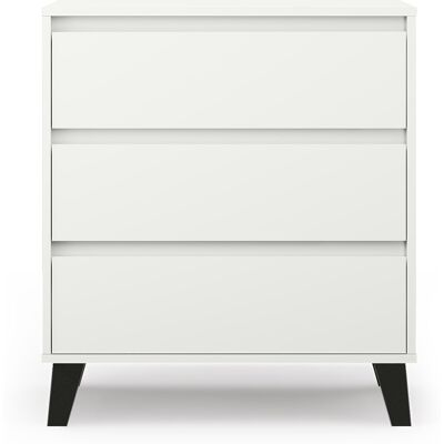 TOPESHOP Sonia - Cómoda 3 Cajones Estilo Escandinavo - 70x39x78.5cm - Mueble De Almacenaje - Blanco TOPESHOP Sonia - Cómoda 3 Cajones Estilo Escandinavo - 70x39x78.5cm - Mueble De Almacenaje - Blanco