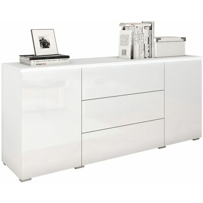 MIRJAN24 Cómoda Mirfivo 102, Blanco + Blanco Brillante, Con Cajones Y Puertas, Número De Cajones: 3, 66x150x40cm, Led MIRJAN24 Cómoda Mirfivo 102, Blanco + Blanco Brillante, Con Cajones Y Puertas, Número De Cajones: 3, 66x150x40cm, Led