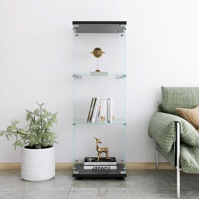 TANANT - Glass Cabinet 3 Shelves - Black - Glass - Display Cabinet TANANT - Glass Cabinet 3 Shelves - Black - Glass - Display Cabinet