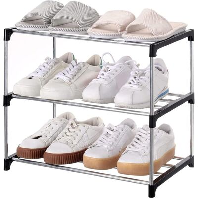 OEM Zapatero Pequeño Apilable, Entrada, Pasillo Y Armario, Ahorro De Espacio De Almacenamiento Y Organización (3 Niveles, Negro) OEM Zapatero Pequeño Apilable, Entrada, Pasillo Y Armario, Ahorro De Espacio De Almacenamiento Y Organización (3 Niveles, Negro)