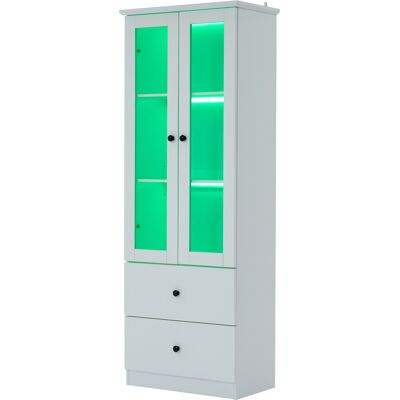 STILVORA Vitrina Con 2 Puertas, 2 Cajones Y Estantes Ajustables Con Led Para Salón En Mdf, Blanco, 60×35,5×165 Cm STILVORA Vitrina Con 2 Puertas, 2 Cajones Y Estantes Ajustables Con Led Para Salón En Mdf, Blanco, 60×35,5×165 Cm
