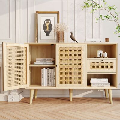 Aparador Salón Con Cajón Y Puertas De Ratán Elegante Okmyhome Aparador Salón Con Cajón Y Puertas De Ratán Elegante Okmyhome
