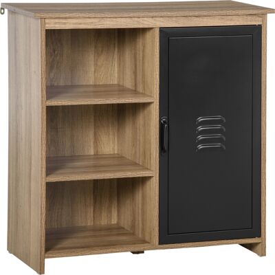 IROVAMI Armario De Almacenamiento Con 3 Estantes Abiertos, Puerta De Acero Y Estante Ajustable, Aparador Industrial Para Sala De Estar, Comedor, Dormitorio, Marrón IROVAMI Armario De Almacenamiento Con 3 Estantes Abiertos, Puerta De Acero Y Estante Ajustable, Aparador Industrial Para Sala De Estar, Comedor, Dormitorio, Marrón