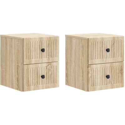 Mesita De Noche De Pared 2 Uds. Roble Sonoma 33 X 34,5 X 40 Cm Vidaxl Mesita De Noche De Pared 2 Uds. Roble Sonoma 33 X 34,5 X 40 Cm Vidaxl