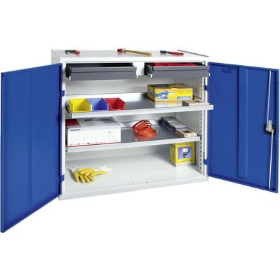 Stumpf Gabinete De Herramientas Y Materiales Serie 3000 Gris Claro / Azul Genciana + 2 Cajones 100 Mm + 2 Estantes Extraíbles - 3007274 Stumpf Gabinete De Herramientas Y Materiales Serie 3000 Gris Claro / Azul Genciana + 2 Cajones 100 Mm + 2 Estantes Extraíbles - 3007274