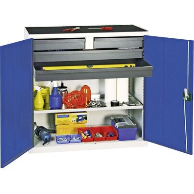 Stumpf Gabinete De Herramientas Y Materiales Serie 3000 Gris Claro / Azul Genciana + 2 Cajones 100 Mm + 2 Cajones 100 Mm Continuos + 1 Bandeja Extraíble - 3007474 Stumpf Gabinete De Herramientas Y Materiales Serie 3000 Gris Claro / Azul Genciana + 2 Cajones 100 Mm + 2 Cajones 100 Mm Continuos + 1 Bandeja Extraíble - 3007474