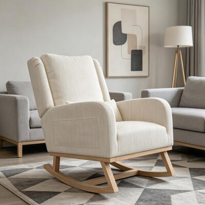 OCEVIA Mecedora De Lino Y Algodón – Cómoda Mecedora – Ideal Para Relajarse En Casa – Respaldo Acolchado – Sencilla Y Versátil OCEVIA Mecedora De Lino Y Algodón – Cómoda Mecedora – Ideal Para Relajarse En Casa – Respaldo Acolchado – Sencilla Y Versátil