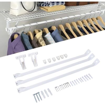 OEM Soporte Para Rejilla De Almacenamiento: 3 Piezas Para Estantes De 30 Cm Con 6 Abrazaderas Y 2 Soportes De Extremo De Acero Para Estantes De Armario O Vestidor. OEM Soporte Para Rejilla De Almacenamiento: 3 Piezas Para Estantes De 30 Cm Con 6 Abrazaderas Y 2 Soportes De Extremo De Acero Para Estantes De Armario O Vestidor.