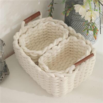 KEABBA Cesta De Almacenamiento De Cuerda De Algodón, Caja De Almacenamiento, Organizador De Armario Para Oficina, Baño, Habitación De Bebé – Juego De 3 Piezas, Blanco KEABBA Cesta De Almacenamiento De Cuerda De Algodón, Caja De Almacenamiento, Organizador De Armario Para Oficina, Baño, Habitación De Bebé – Juego De 3 Piezas, Blanco