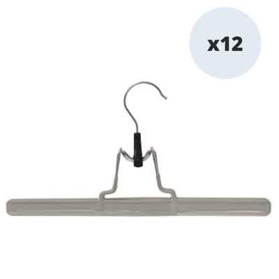 Juego De 12 Perchas De Acero Plastificado Antideslizante Para Pantalones O Faldas 30x15cm Topo Msv Juego De 12 Perchas De Acero Plastificado Antideslizante Para Pantalones O Faldas 30x15cm Topo Msv
