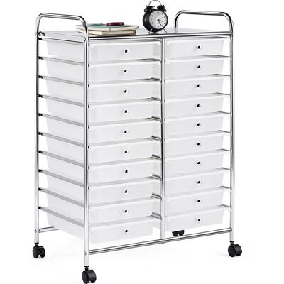 HOMEVIVE Yaheetech - Carrito Auxiliar Con Ruedas Carros Almacenamiento Con 20 Cajones Carrito Organizador Cocina 62,5 X 36 X 91 Cm Blanco HOMEVIVE Yaheetech - Carrito Auxiliar Con Ruedas Carros Almacenamiento Con 20 Cajones Carrito Organizador Cocina 62,5 X 36 X 91 Cm Blanco