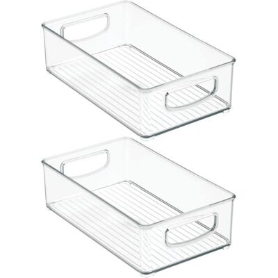 OEM Pequeñas Cajas De Almacenamiento De Plástico Transparente Con Asas, Ideales Para Archivadores, Estantes, Cajones De Oficina, Etc. Paquete De 2 - Transparentes OEM Pequeñas Cajas De Almacenamiento De Plástico Transparente Con Asas, Ideales Para Archivadores, Estantes, Cajones De Oficina, Etc. Paquete De 2 - Transparentes