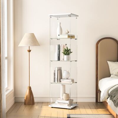 Vitrina De Cristal - Tanant - Modelo Escandinavo - 4 Estantes - 1 Puerta - 164 Cm Blanco Vitrina De Cristal - Tanant - Modelo Escandinavo - 4 Estantes - 1 Puerta - 164 Cm Blanco