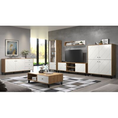 AZURA HOME DESIGN Salón Bianca Completo: Mesa De Centro, Mueble Tv, Vitrina, Cómoda Alta, (aparador) - Aparador: Sin AZURA HOME DESIGN Salón Bianca Completo: Mesa De Centro, Mueble Tv, Vitrina, Cómoda Alta, (aparador) - Aparador: Sin