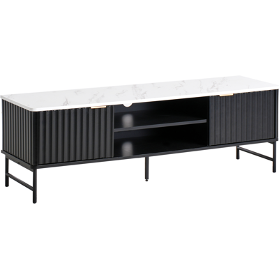Beliani - Mueble Tv Moderno 140 X 40 Cm Mdf Almacenaje Aparador Negro Efecto Mármol Glastonbury Beliani - Mueble Tv Moderno 140 X 40 Cm Mdf Almacenaje Aparador Negro Efecto Mármol Glastonbury