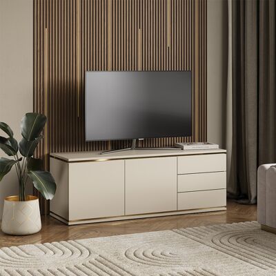Mueble Bajo Para Tv Linette, Cachemira, 135 X 48.6 Cm Con 2 Puertas Y 3 Cajones, Vicco Mueble Bajo Para Tv Linette, Cachemira, 135 X 48.6 Cm Con 2 Puertas Y 3 Cajones, Vicco