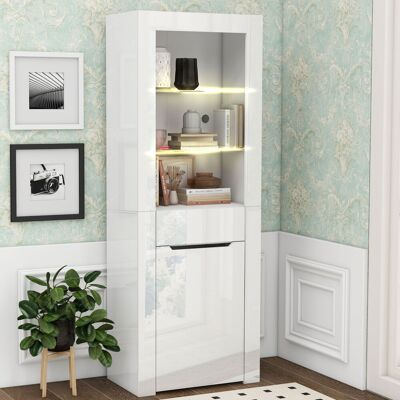 Mueble Vitrina Con Led Y Estantes Blanco Okmyhome Mueble Vitrina Con Led Y Estantes Blanco Okmyhome