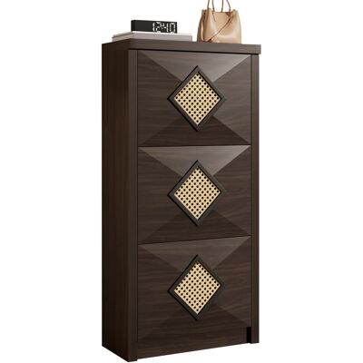RETROK Zapatero Vintage Con Decoración De Ratán, 3 Compartimentos Abatibles, Aspecto De Madera Marrón Oscuro, Ahorra Espacio 54 X 25 X 115 Cm, Mueble De Recibidor De Estilo Rústico RETROK Zapatero Vintage Con Decoración De Ratán, 3 Compartimentos Abatibles, Aspecto De Madera Marrón Oscuro, Ahorra Espacio 54 X 25 X 115 Cm, Mueble De Recibidor De Estilo Rústico