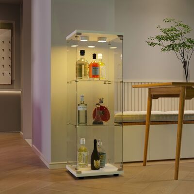 SOLKVUNZA Vitrina 36×42×125 Cm Con Iluminación Led Regulable Y Cerradura, Armario Expositor De Una Puerta Con 3 Estantes, Vidrio Templado, Mdf Y Metal, Blanco SOLKVUNZA Vitrina 36×42×125 Cm Con Iluminación Led Regulable Y Cerradura, Armario Expositor De Una Puerta Con 3 Estantes, Vidrio Templado, Mdf Y Metal, Blanco