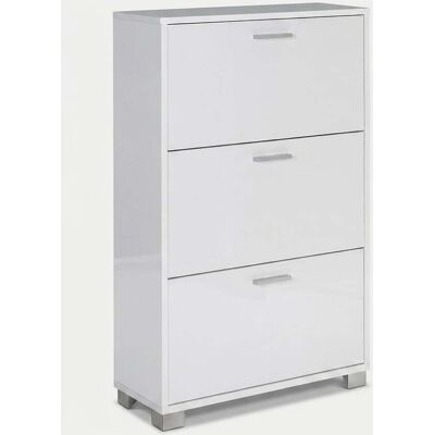 SARMOG Zapatero Estrecho De 3 Puertas Abatibles Quadrante - Blanco Brillante SARMOG Zapatero Estrecho De 3 Puertas Abatibles Quadrante - Blanco Brillante