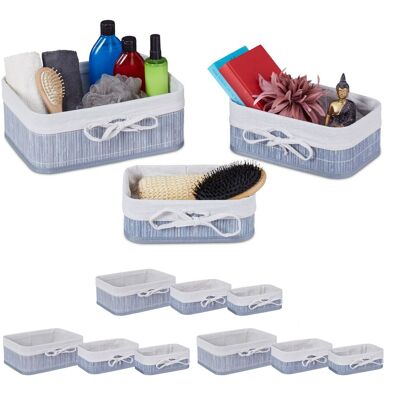 RELAXDAYS Cesto Almacenaje Set De 12, Bambú, Tela, Caja Oganizadora Rectangular Estantería, Armario, 3 Tamaños, Gris, Crema RELAXDAYS Cesto Almacenaje Set De 12, Bambú, Tela, Caja Oganizadora Rectangular Estantería, Armario, 3 Tamaños, Gris, Crema