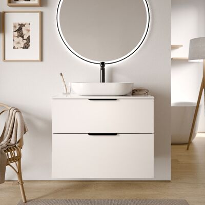 Bernstein - Mueble Tocador Tim 80cm Para Lavabo Sobre Encimera - Color A Elegir:brilliant White, Matt Black, Blanco Brillo Bernstein - Mueble Tocador Tim 80cm Para Lavabo Sobre Encimera - Color A Elegir:brilliant White, Matt Black, Blanco Brillo