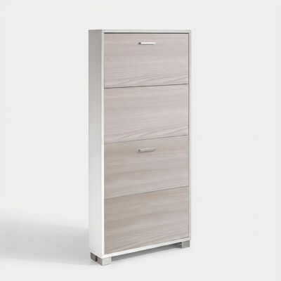SARMOG Zapatero Ahorraespacio De 4 Puertas Abatibles Quadrante - Blanco - Olmo SARMOG Zapatero Ahorraespacio De 4 Puertas Abatibles Quadrante - Blanco - Olmo