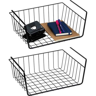 OEM Cestas Colgantes Relaxdays, Juego De 2, Para Debajo De Estantes, Armarios, Estantes, Escritorios, De Alambre, Negras. OEM Cestas Colgantes Relaxdays, Juego De 2, Para Debajo De Estantes, Armarios, Estantes, Escritorios, De Alambre, Negras.