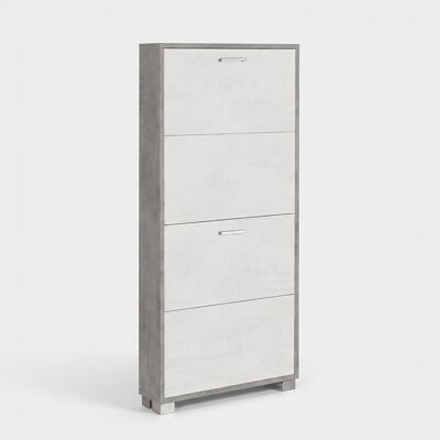 SARMOG Zapatero Ahorraespacio De 4 Puertas Abatibles Quadrante - Gris - Blanco SARMOG Zapatero Ahorraespacio De 4 Puertas Abatibles Quadrante - Gris - Blanco