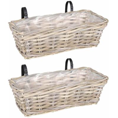 Cesta Colgante Para Plantas 2 Uds. Gris Natural 48 X 22 X 15 Cm Vidaxl Cesta Colgante Para Plantas 2 Uds. Gris Natural 48 X 22 X 15 Cm Vidaxl