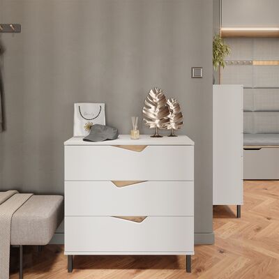 Aparador Marelle, Blanco/artesano, 80 X 81.2 Cm Con 3 Cajones, Vicco Aparador Marelle, Blanco/artesano, 80 X 81.2 Cm Con 3 Cajones, Vicco