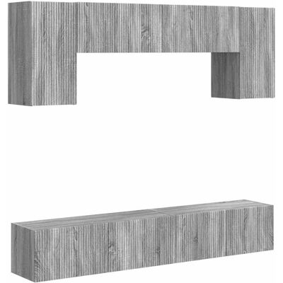 Conjunto De Mueble De Tv 4 Uds. Gris Sonoma Vidaxl Conjunto De Mueble De Tv 4 Uds. Gris Sonoma Vidaxl