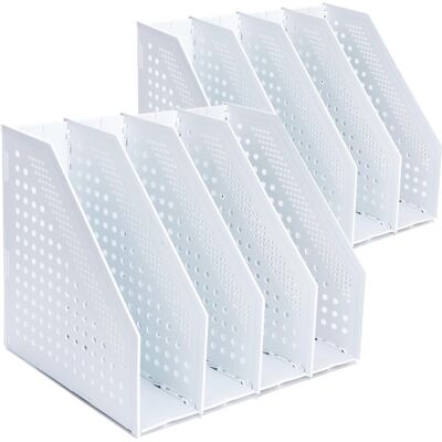 FORIOUS Revistero Plegable De 4 Compartimentos, Organizador De Escritorio De Plástico, Adecuado Para El Hogar, La Oficina Y La Biblioteca (gris Claro). FORIOUS Revistero Plegable De 4 Compartimentos, Organizador De Escritorio De Plástico, Adecuado Para El Hogar, La Oficina Y La Biblioteca (gris Claro).