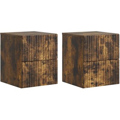 Mesita De Noche De Pared 2 Uds. Roble Ahumado 33 X 34,5 X 40 Cm Vidaxl Mesita De Noche De Pared 2 Uds. Roble Ahumado 33 X 34,5 X 40 Cm Vidaxl