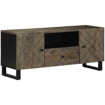 vidaXL Gabinete de TV de madera de mango negro - 105x33x46 cm - Mueble TV vidaXL Gabinete de TV de madera de mango negro - 105x33x46 cm - Mueble TV