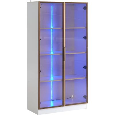 STILVORA Vitrina De Salón Con 4 Puertas, 2 Cajones, Estantes Ajustables Y Led, En Tablero De Partículas, Blanco STILVORA Vitrina De Salón Con 4 Puertas, 2 Cajones, Estantes Ajustables Y Led, En Tablero De Partículas, Blanco