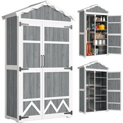 Outsunny Caseta De Jardín De Madera 105x55x179 Cm Impermeable Armario Exterior Herramientas Con 4 Estantes Extraíbles Techo Metal Galvanizado Gris Outsunny Caseta De Jardín De Madera 105x55x179 Cm Impermeable Armario Exterior Herramientas Con 4 Estantes Extraíbles Techo Metal Galvanizado Gris