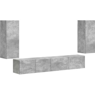 Conjunto De Mueble De Tv 4 Uds. Gris Concreto Vidaxl Conjunto De Mueble De Tv 4 Uds. Gris Concreto Vidaxl