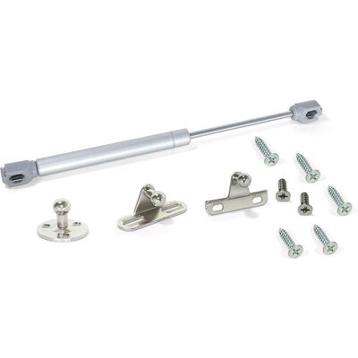 Emuca - Lote De 10 Pistones Para Puertas Elevables H, 11kg, Recorrido 100mm, Con Enganches, Acero Y Plástico, Gris Metalizado Emuca - Lote De 10 Pistones Para Puertas Elevables H, 11kg, Recorrido 100mm, Con Enganches, Acero Y Plástico, Gris Metalizado