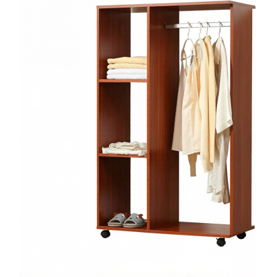 MODENUIT Armario Abierto Móvil De Aglomerado Efecto Nogal Con 4 Ruedas, 80 X 40 X 128 Cm MODENUIT Armario Abierto Móvil De Aglomerado Efecto Nogal Con 4 Ruedas, 80 X 40 X 128 Cm