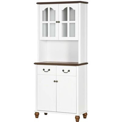 NORTHIX Mueble De Cocina Buffet De Cocina Con 2 Cajones Mueble Alto Con Compartimento Abierto Vitrina Con Funcion De Cierre Suave 76 X 38 X 182 Cm Blanco 202120963 NORTHIX Mueble De Cocina Buffet De Cocina Con 2 Cajones Mueble Alto Con Compartimento Abierto Vitrina Con Funcion De Cierre Suave 76 X 38 X 182 Cm Blanco 202120963